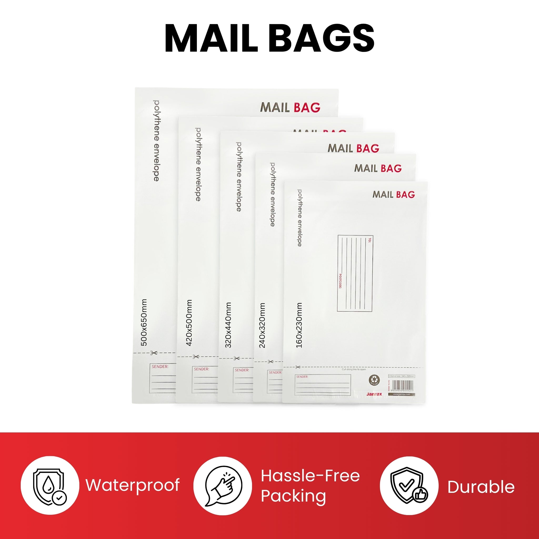 Pack of 10 Small Polythene Mailing Bags 16x23cm – Secure Peel & Seal Envelopes