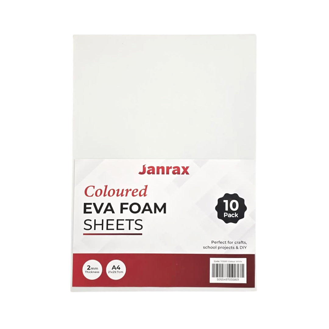 Pack of 10 A4 White Coloured EVA Foam Sheets