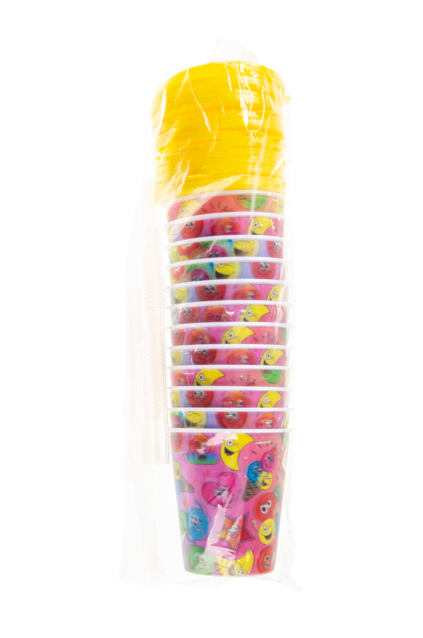 Emotion Faces 3D Cup With Straw and Lid