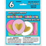 Pack of 6 Gold Heart 12" Assorted Latex Balloons