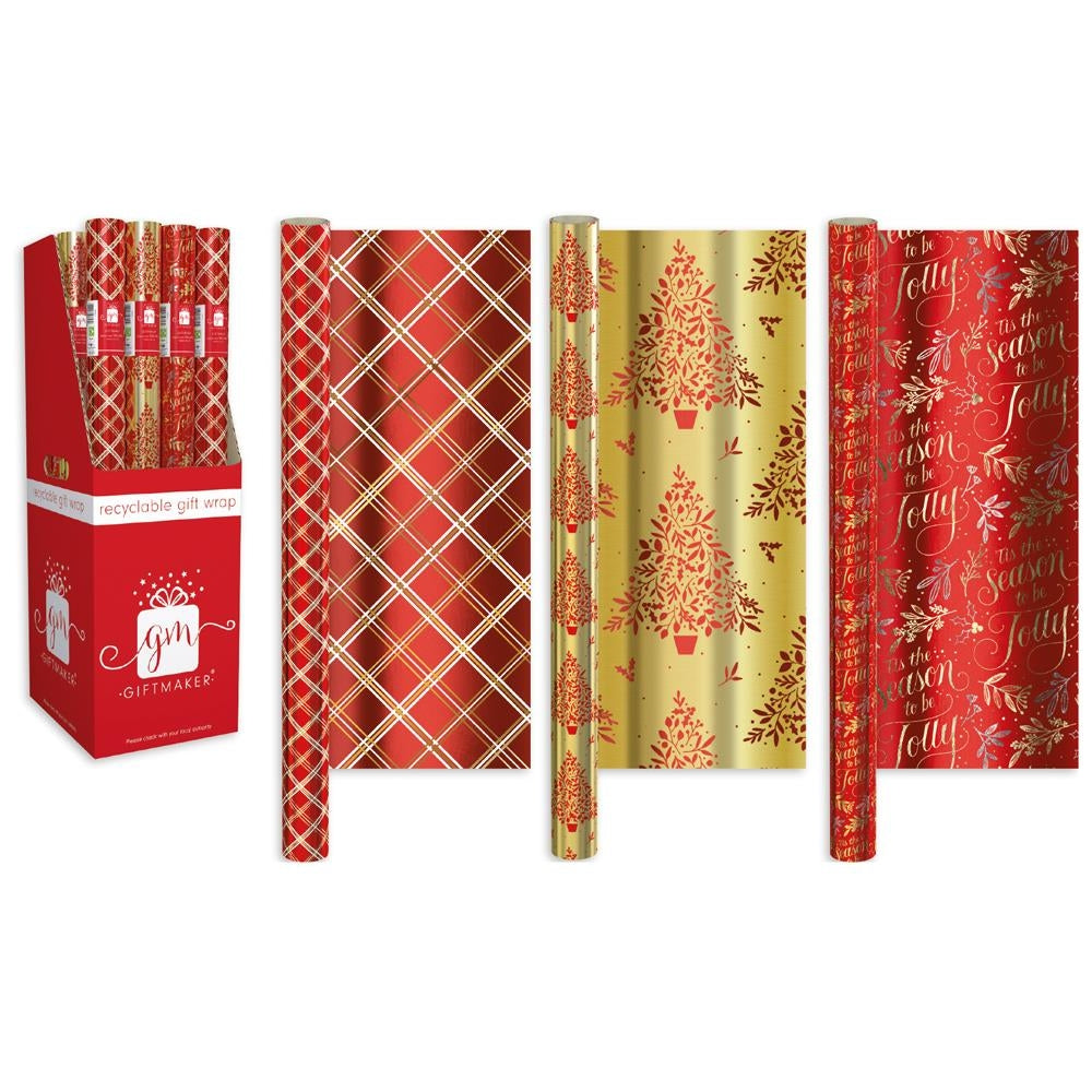 Single 1.5m Classic Festive Christmas Wrap Roll