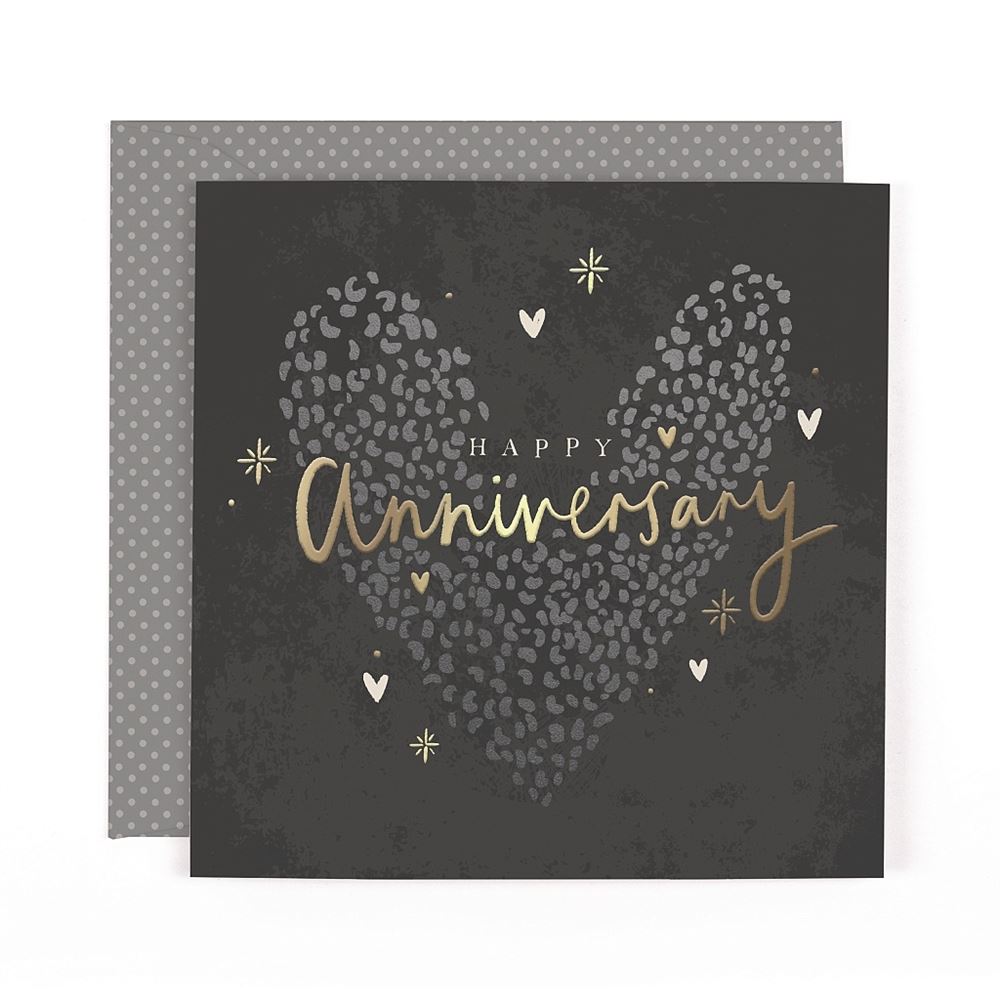 Heart Design Contemporary Luxury Foiled Anniversary Card
