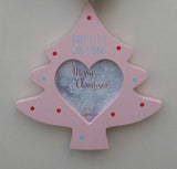 MDF Christmas Tree Photo Hanging Decoration Baby's 1st Christmas Pink