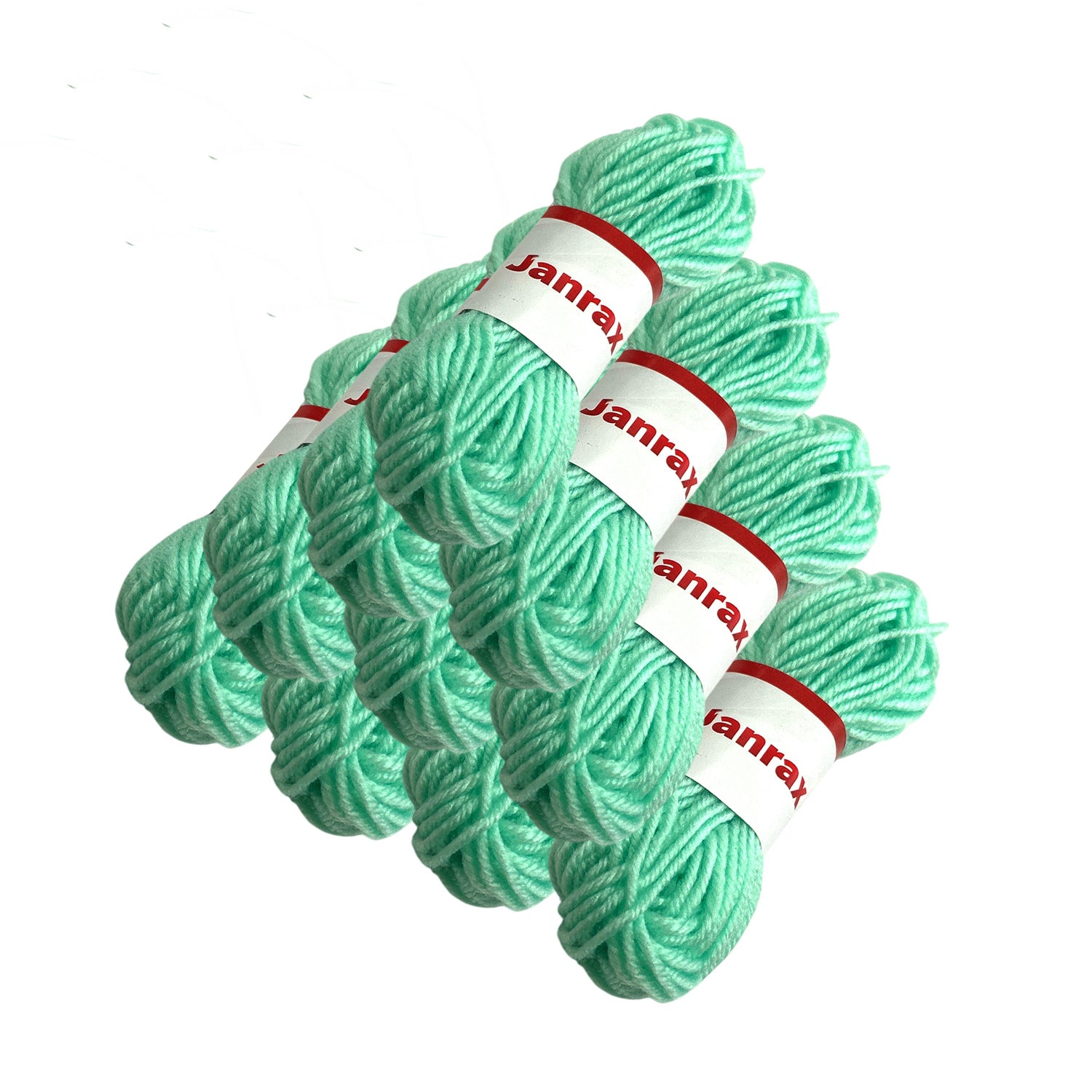 Pack of 5 Pastel Green Acrylic Yarn Rolls – 10g each, 4 Strand 8 Ply Knitting Wool