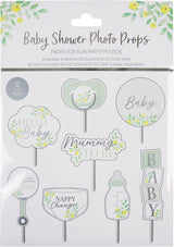 Pack of 8 Customizable Baby Shower Photo Booth Party Props with A-Z Stickers