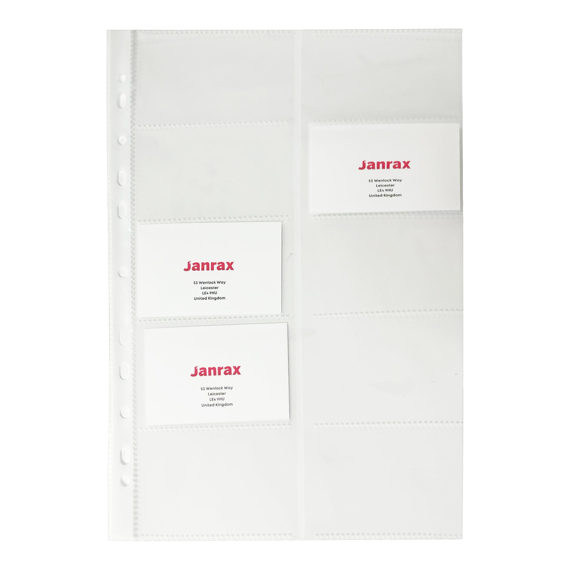 Pack of 20 Business Card Holder A4 Punched Pockets