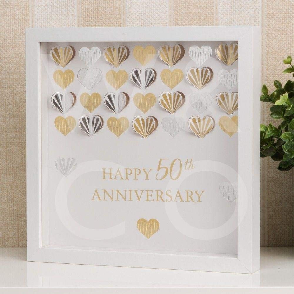 Celebrations White Framed Wall Plaque - 50th Golden Anniversary