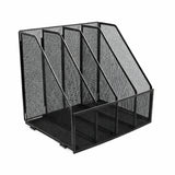 4 Compartments File Organizer Black Desktop Magazine Holder Rack 31.5 x 26 x 29.5 cm