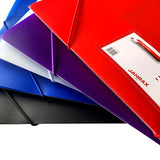 Pack of 12 A4 Clearview Assorted Colour 3 Flap Folders with Elasticated Closure