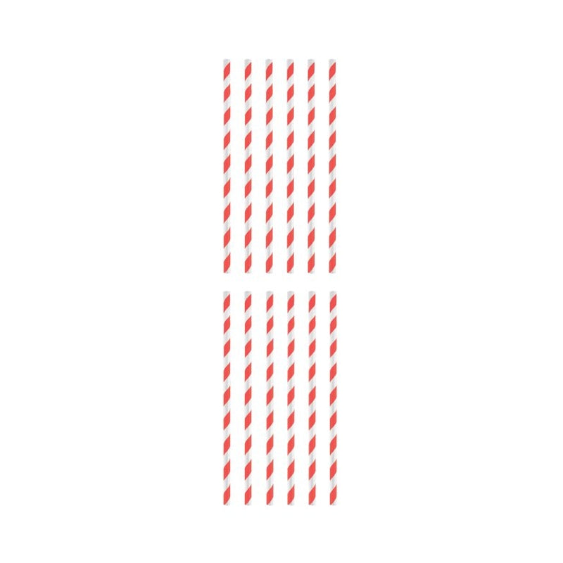 Pack of 12 Red And White Striped Paper Straws {DC}