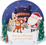 Snow Globe 3D Pop Up Santa & Rudolph Christmas Card {DC}