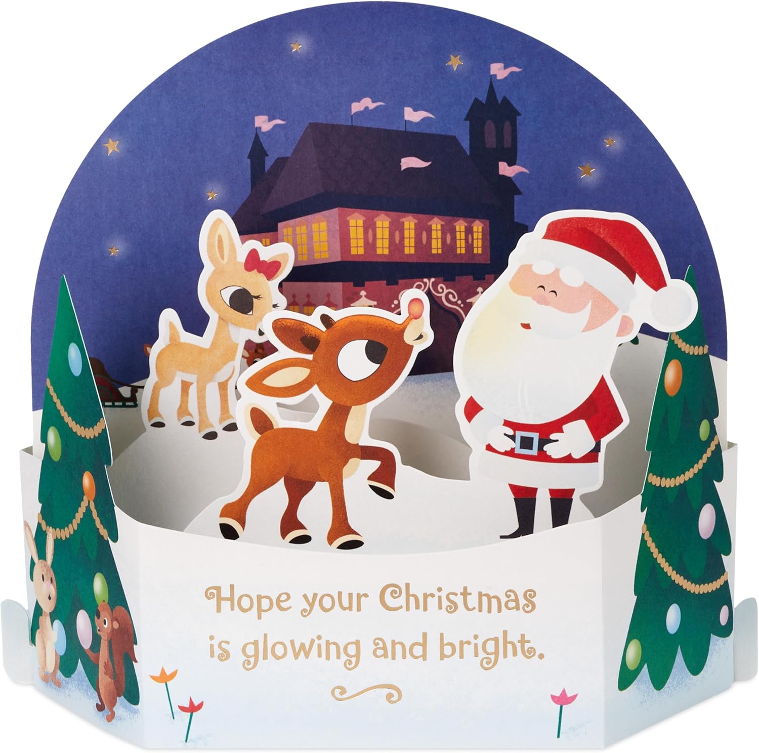 Snow Globe 3D Pop Up Santa & Rudolph Christmas Card {DC}