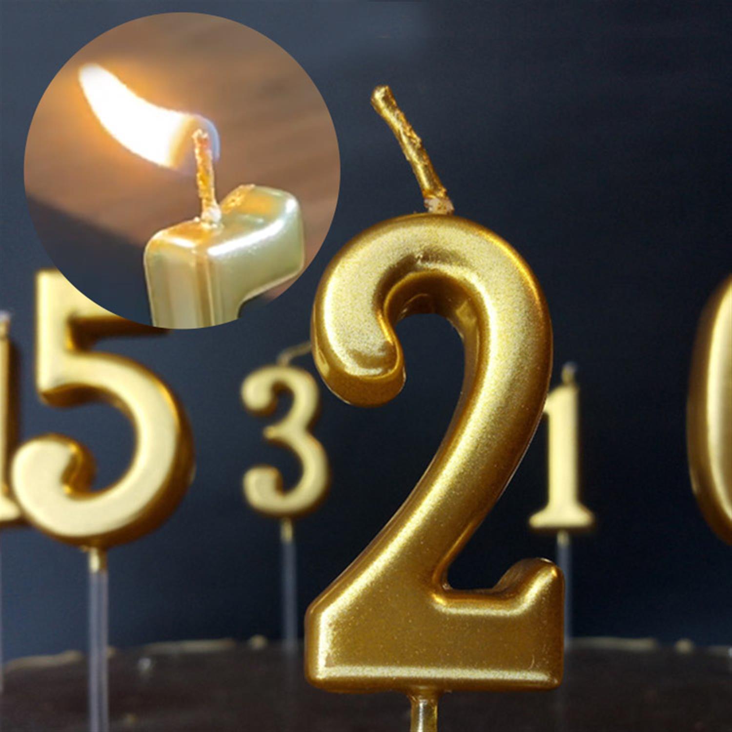 1 Number Gold-Plated Candle For Birthday Party