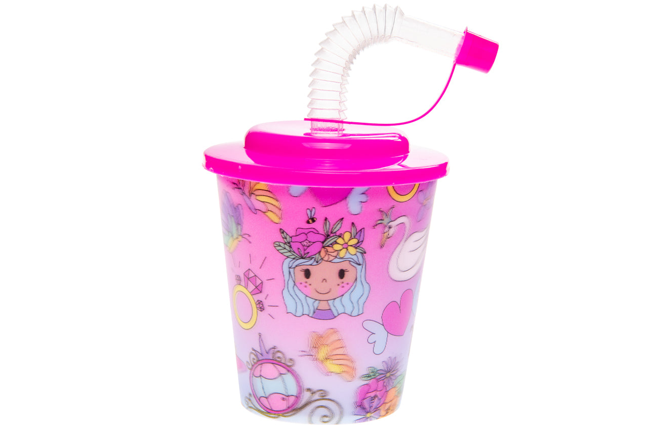 Princess Theme 3D Cup With Straw and Lid