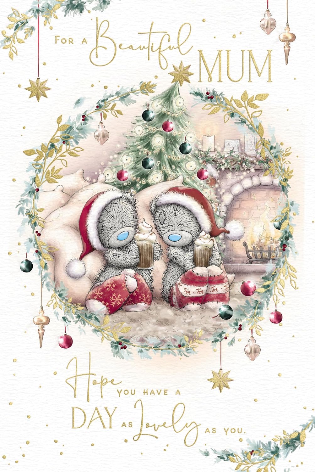 Bears Sat With Hot Chocolate Beautiful Mum Christmas Card