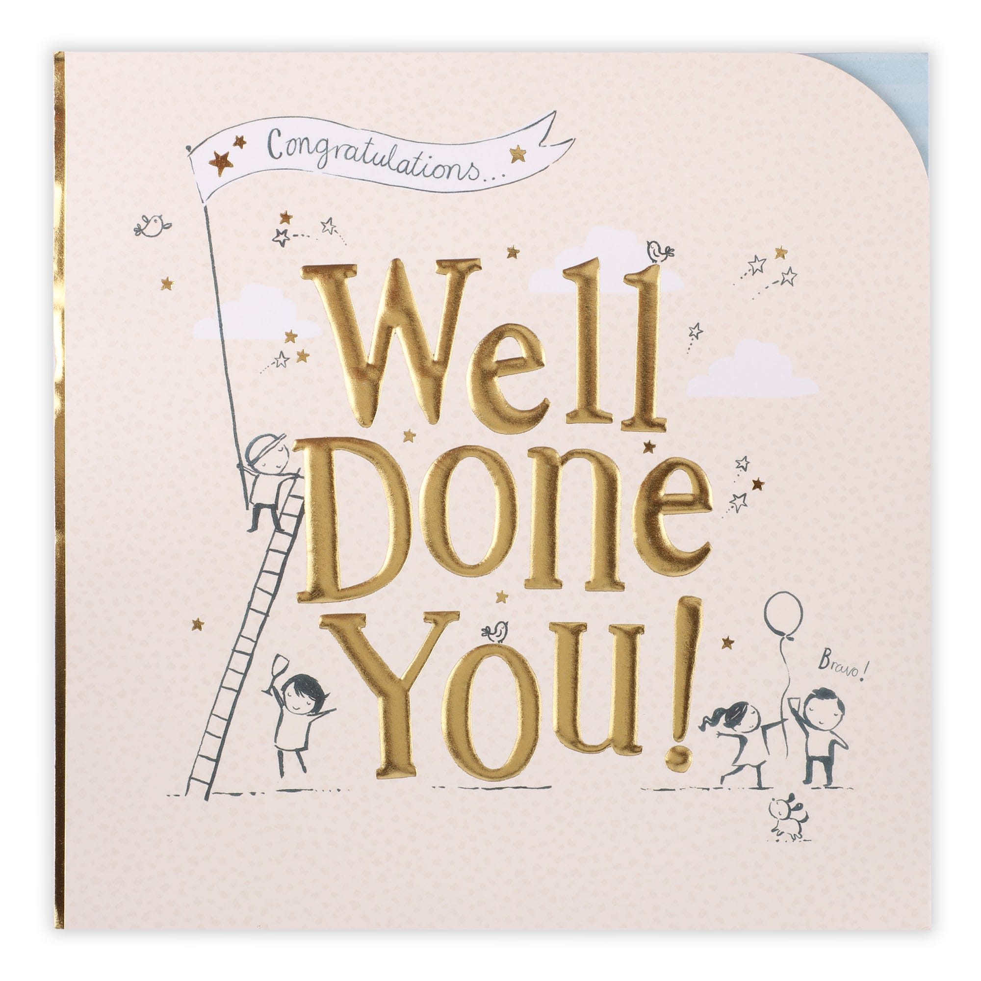 Well Done You Champagne Flutes Congratulation Card