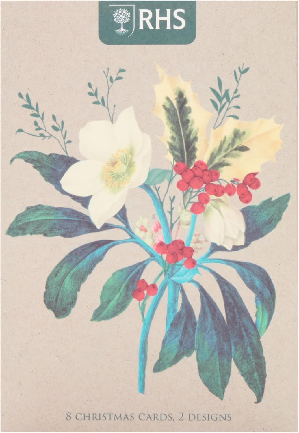 Multipack of 8 RHS Rose & Robin Design Christmas Cards