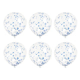 Pack of 6 Clear Latex Balloons with Royal Blue Confetti 12"