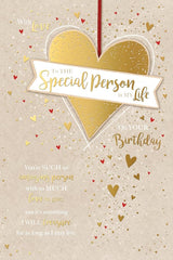 Gold Heart Design Special Person In My Life Birthday Card