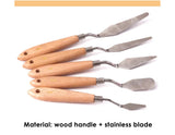 Pack of 5 Assorted PP Art Wooden Handle Painting Flexible Palette Knives