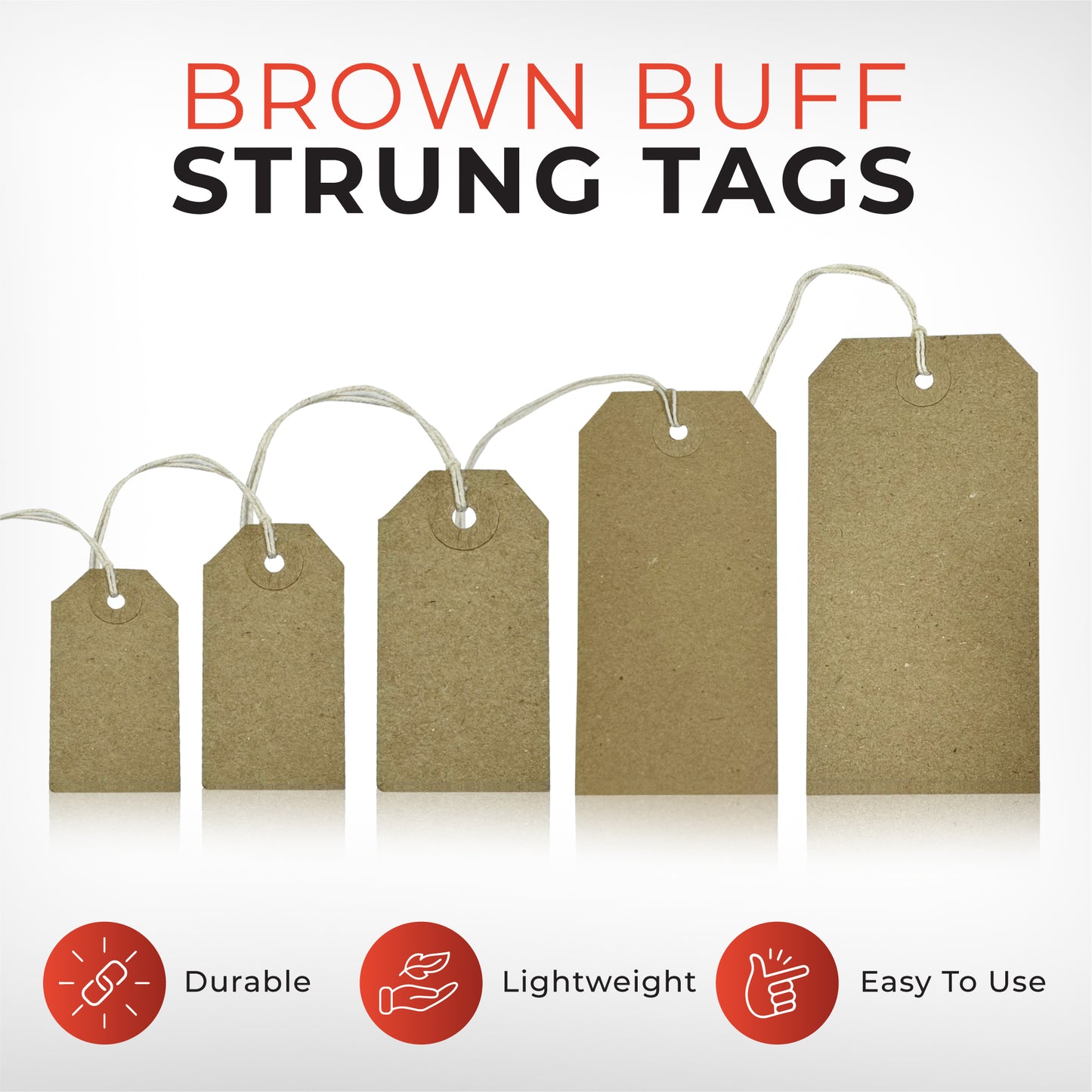 Pack of 50 Brown Buff Strung Tags 70mm x 35mm