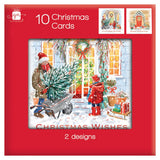 Pack of 12 Front Door Scence Square Christmas Cards With Envelope