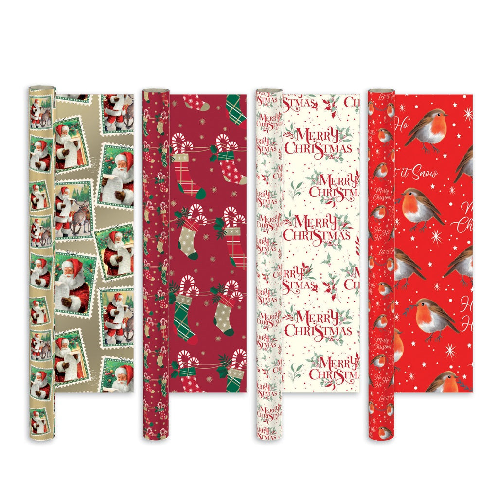 Vintage Santa Claus Christmas Wrapping Paper Roll 7m x 69cm