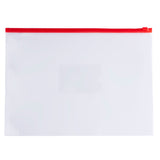 Pack of 12 A4 Clear Zippy Bags with Red Zip