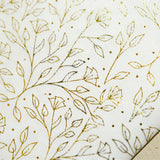 Pack of 10 Flowers Garden Gold Metallic Plastic-Free 18gsm Tissue Paper Sheets 50x70cm