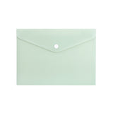 Pack of 12 A5 Light Pastel Green Soft Touch Plastic Document Wallets with Button Closure
