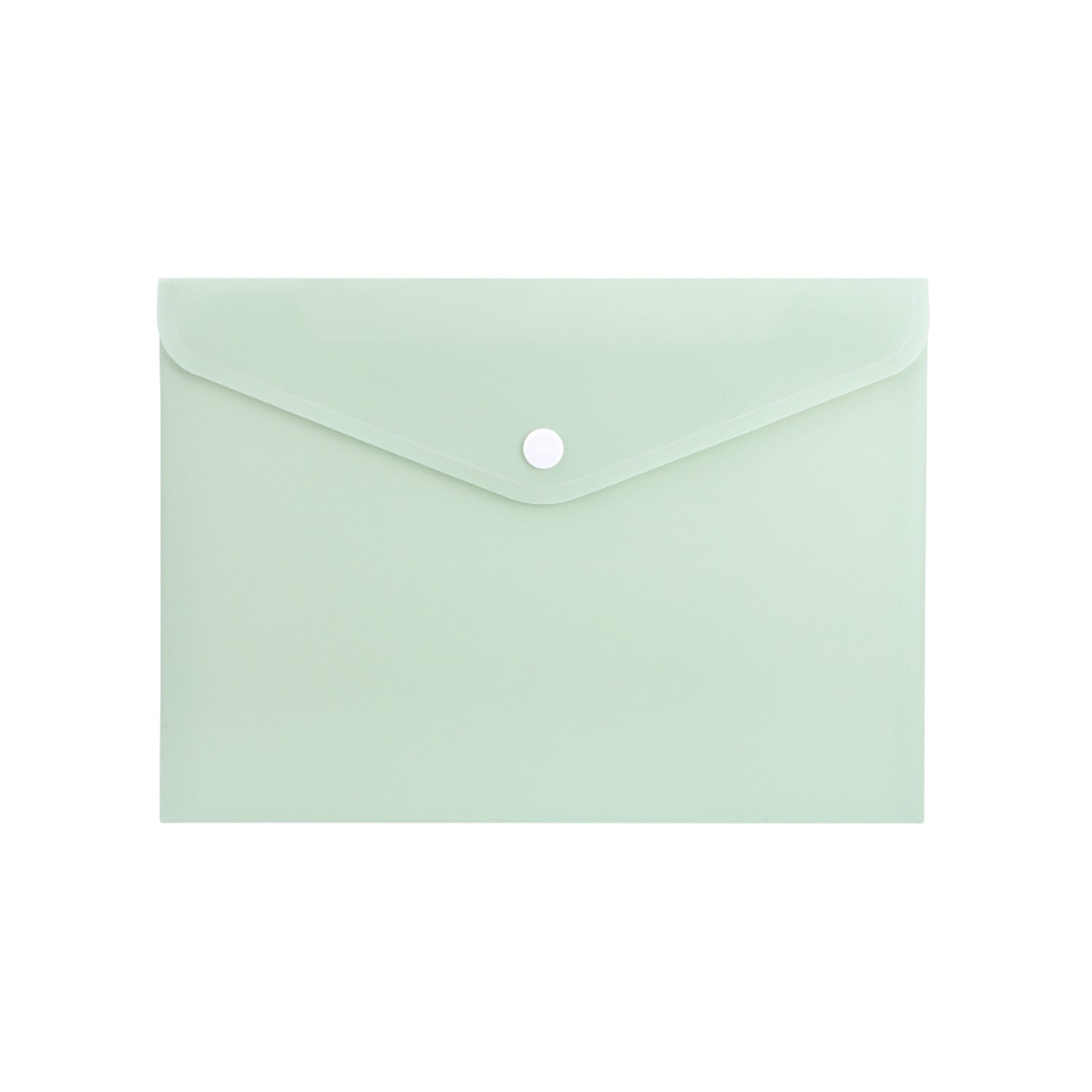 Pack of 12 A5 Light Pastel Green Soft Touch Plastic Document Wallets with Button Closure