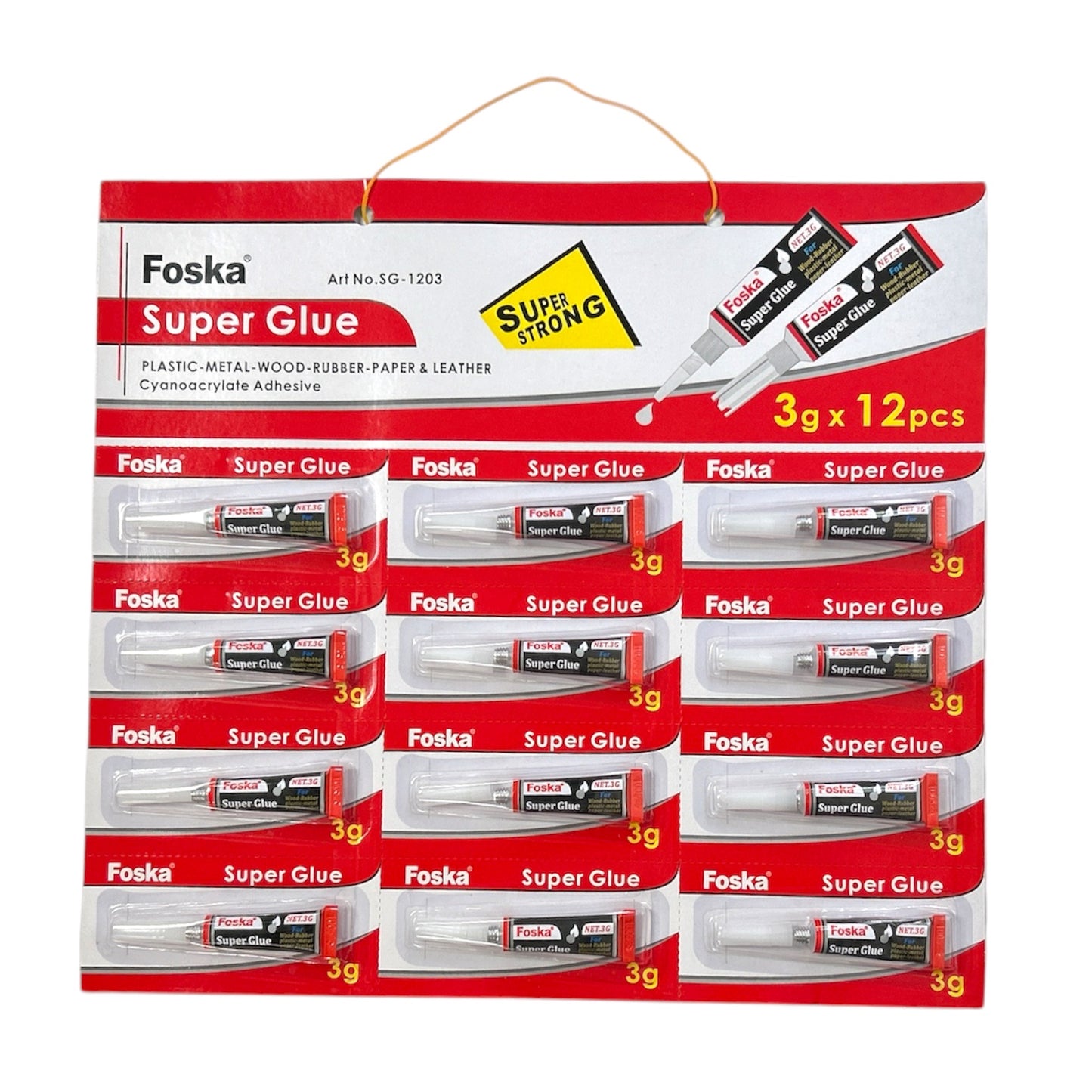 Pack of 12 Extremely Strong Clear Liquid Super Glue 3ml