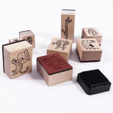 Pack of 9 Cute Cartoon Wood Animal Mini Stamps