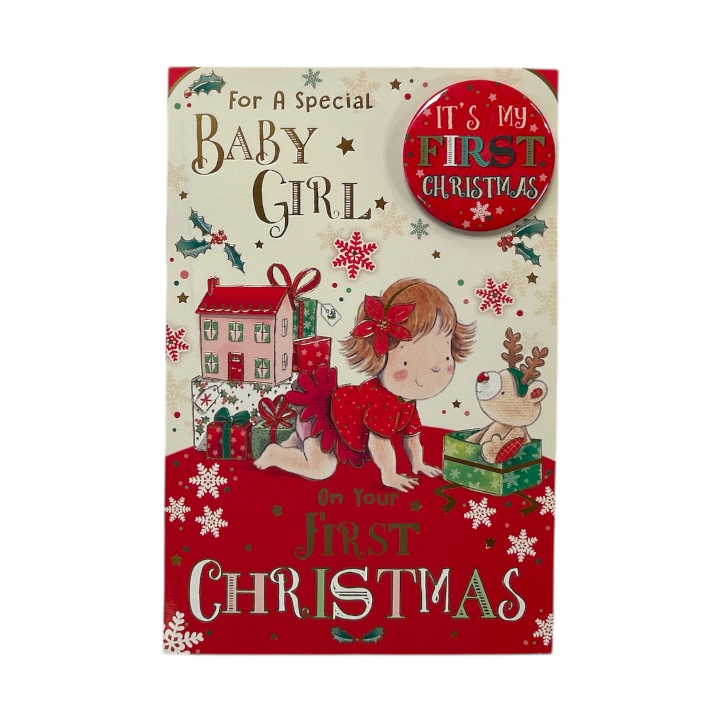 For a Special Baby Girl First Christmas with Badge Card