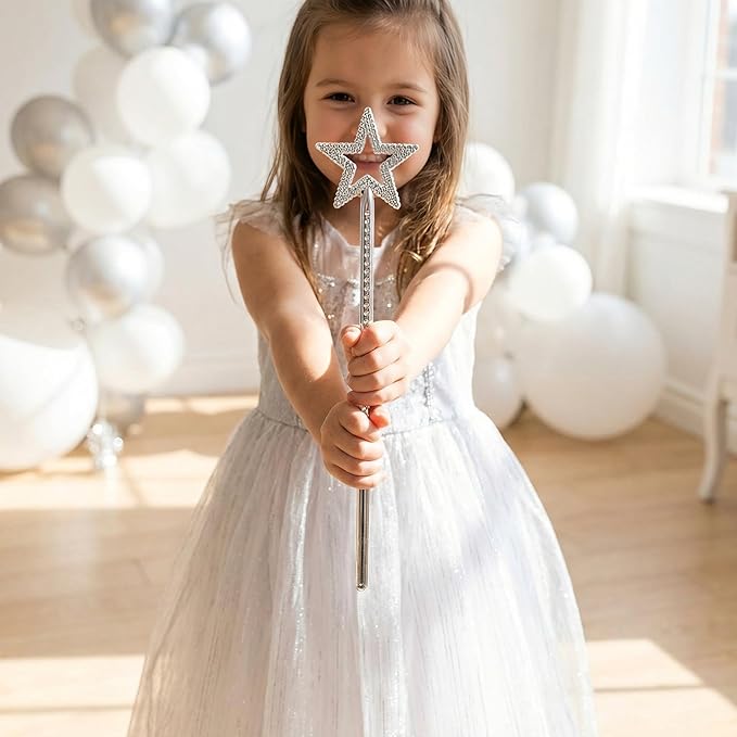 35cm Silver Star Wand Fancy Dress Accessory