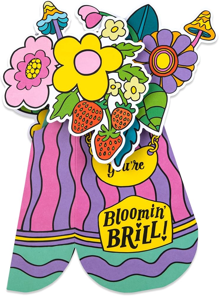 Flower Bouquet Design Pop Up Birthday Card with Sticker Sheet