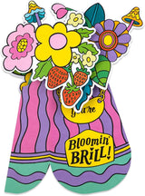 Flower Bouquet Design Pop Up Birthday Card with Sticker Sheet