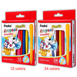 Pack of 12 Assorted Colour Triangular Erasable Plastic Crayons