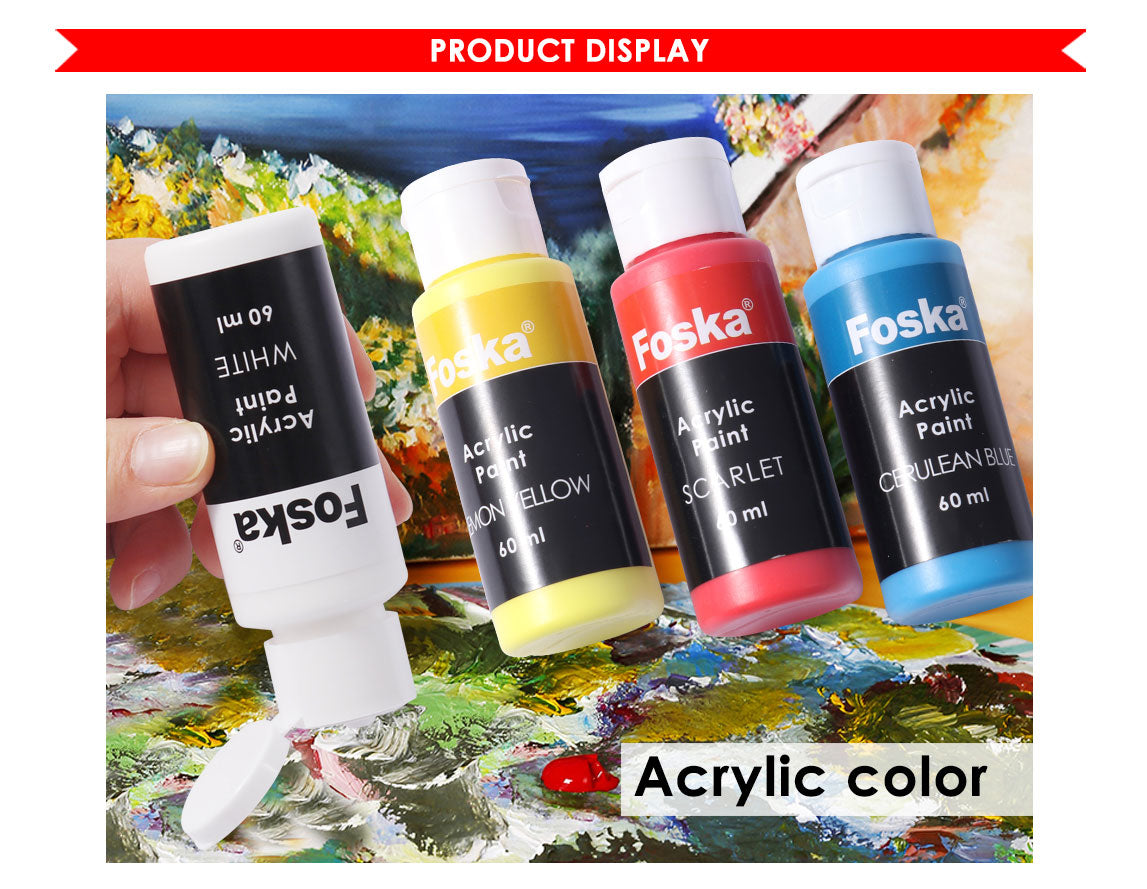Pack of 18 Assorted Colour 60ml Acrylic Paint Pots