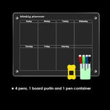 Glass Dry Erase Magnet Whiteboard Weekly Planner for Refrigerator 40×30×0.3 cm