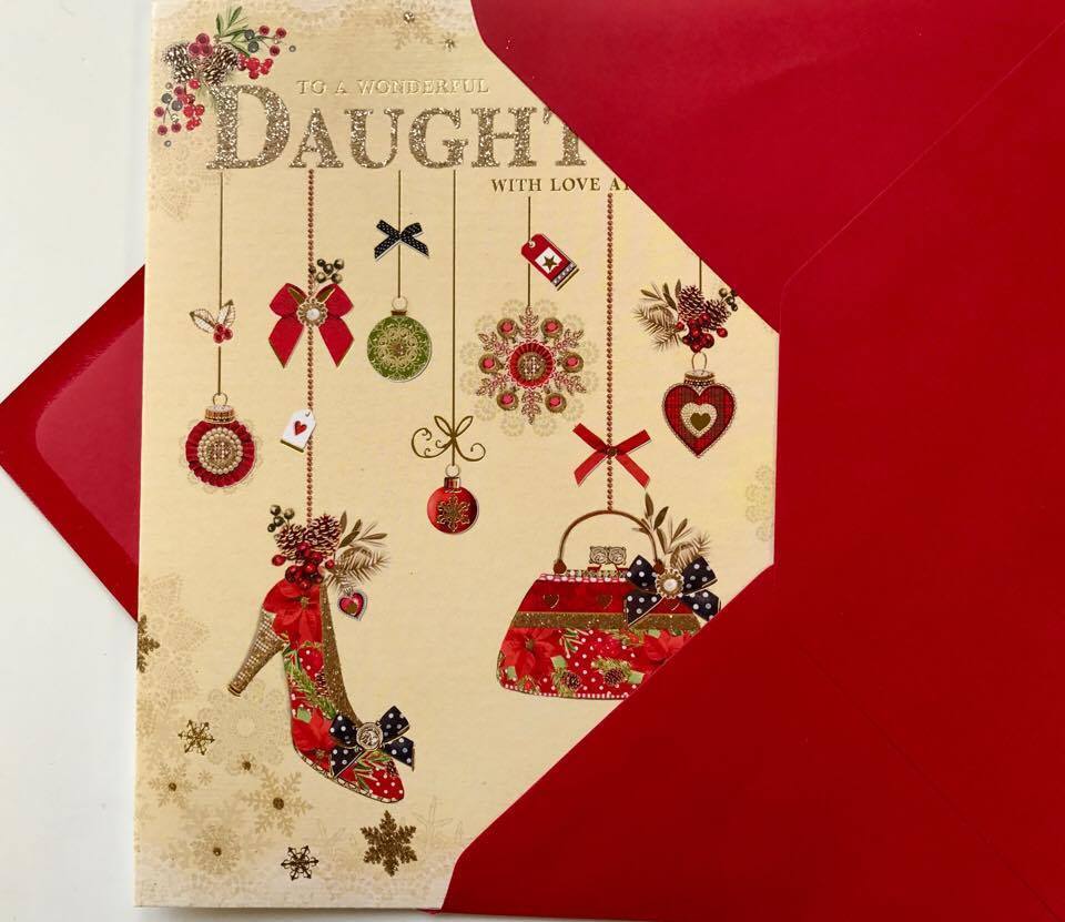 Wishing Well Shoes & Handbag Daughter Christmas Card 