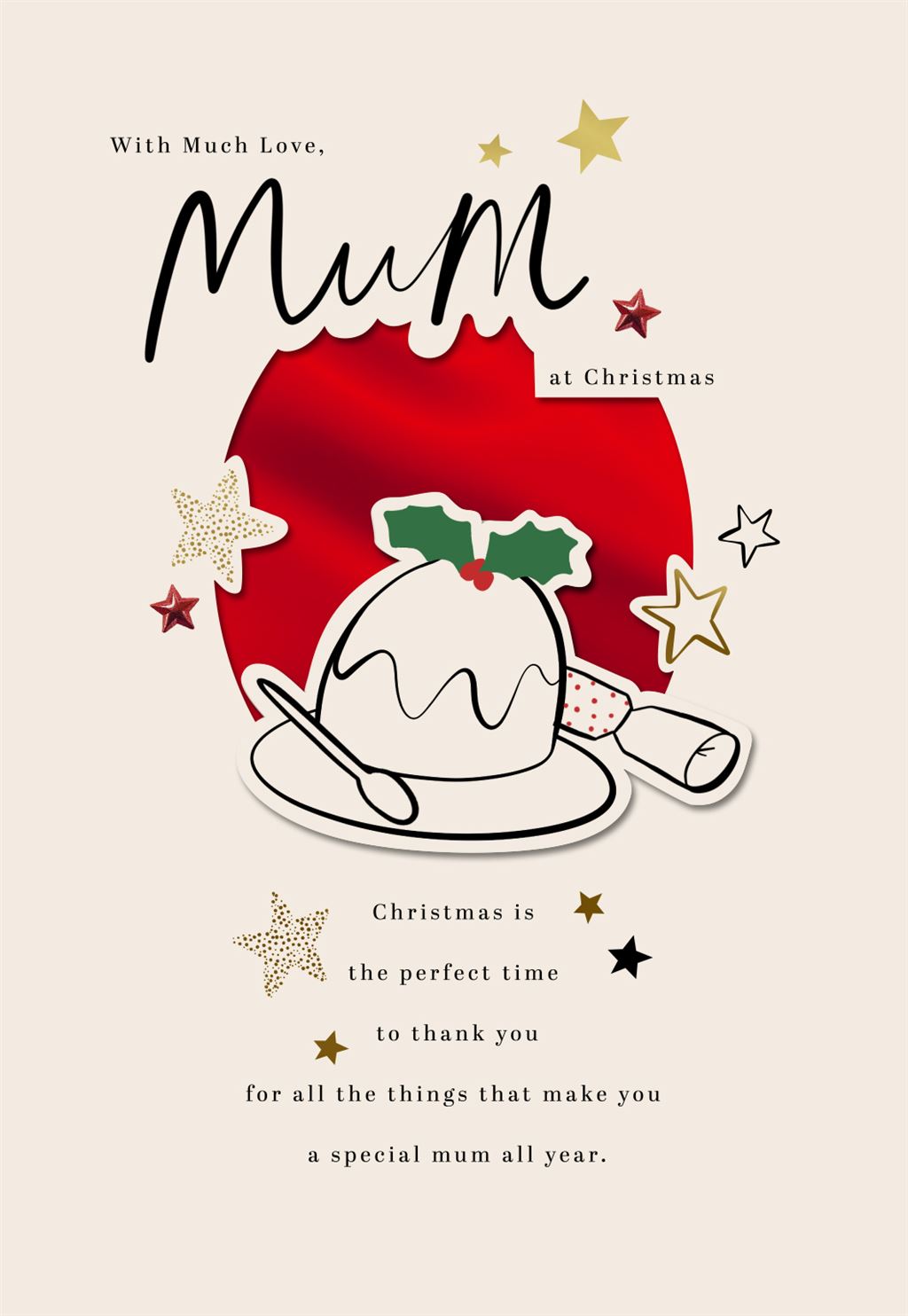 Pudding Design Mum Christmas Card