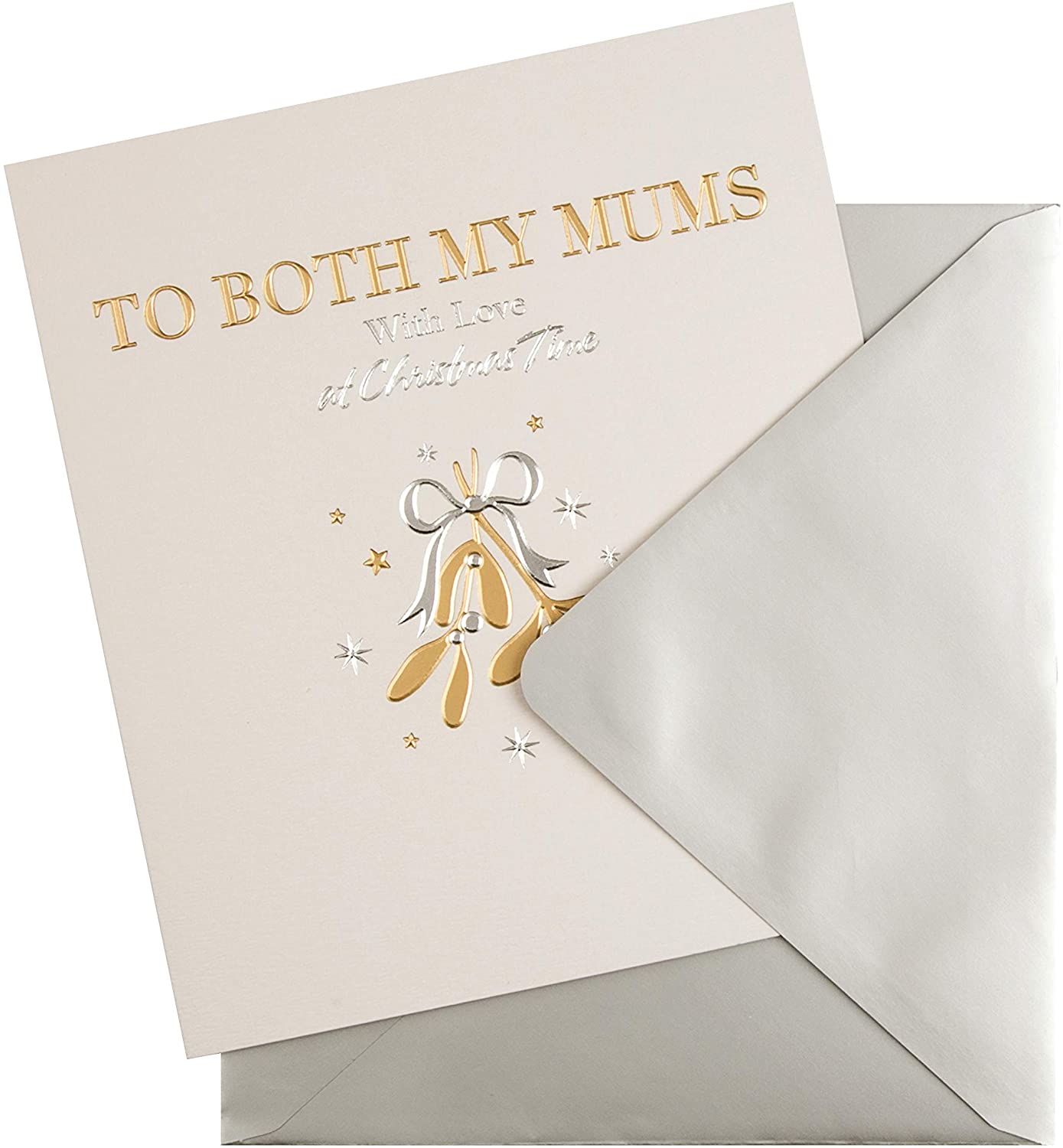 Christmas Studio Card for 'Both My Mums' with Simple Gold Foiled Design {DC}