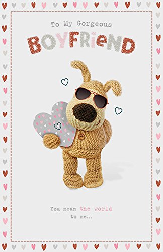 Boofle Holding Silver Heart Boyfriend Anniversary Card