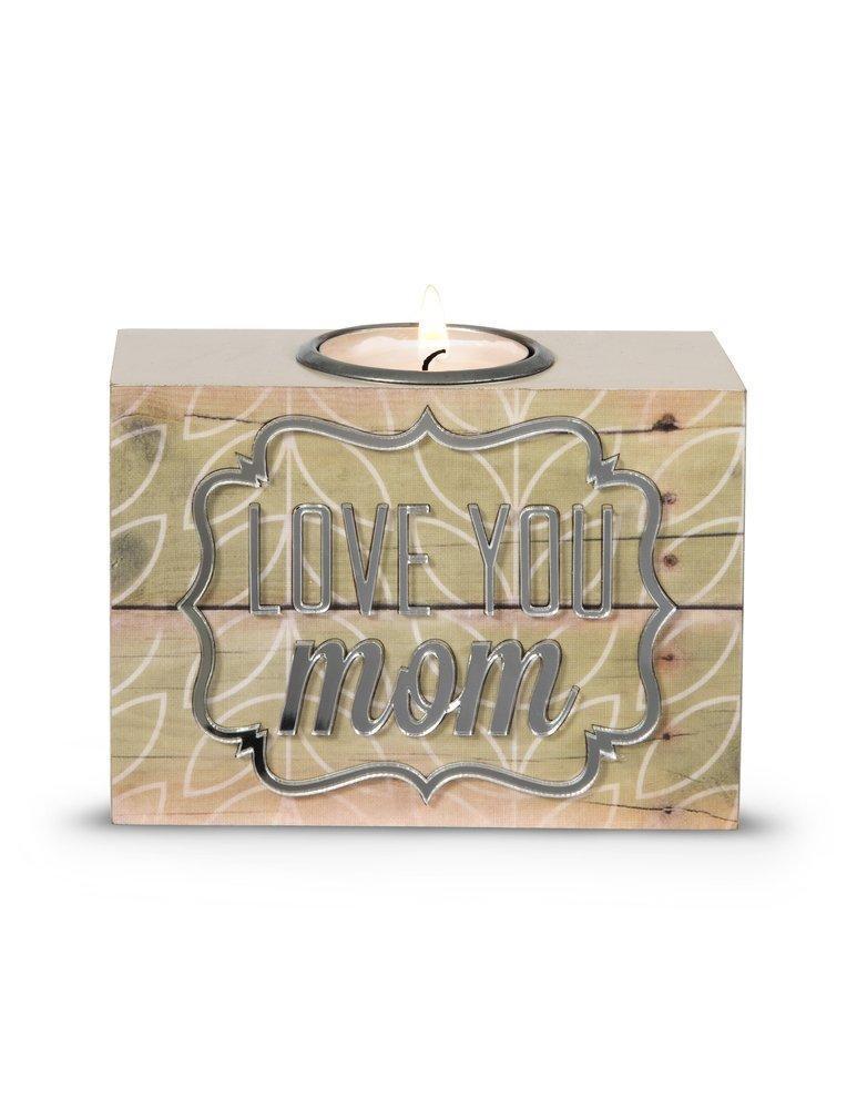 Pavilion Gift Company 31023 Love You Mom Tea Light Holder, Radiant Reflections, 4-1/2 by 3-1/4-Inch
