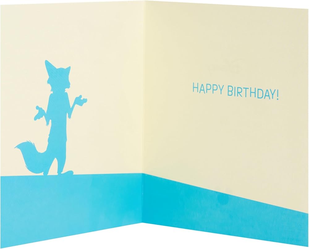 Disney Zootropolis 2 Nick Wilde in Front of Silhouetted City Background Birthday Card