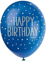 Pack of 5 Blue Happy Birthday 12" Latex Balloons