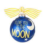 "I Love You to the Moon" large 10cm Decoration Bauble Navy blue with sky design - Christmas gift