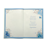 On The Birth Of Grandson Blue Balloons And Teddy Design Opacity Congratulations Card