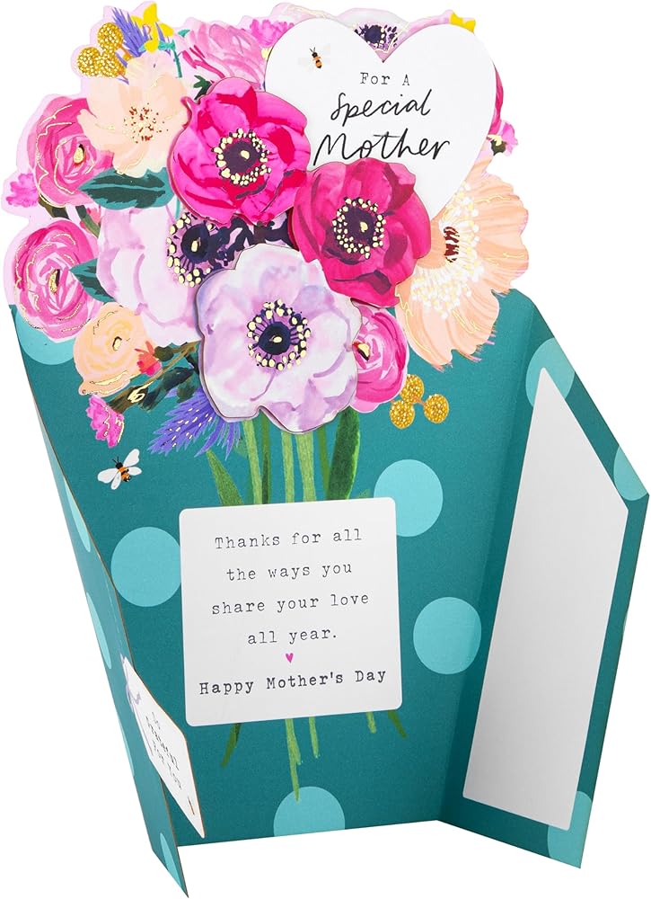 Fold Out Bouquet of Flowers Design Special Mother 3D Attachment Mothers Day Card